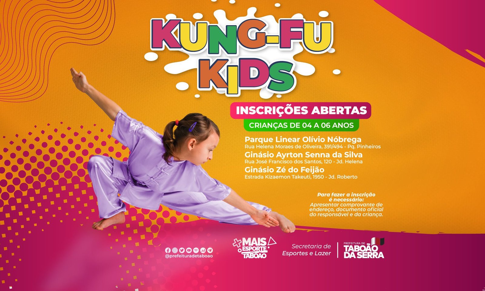 Projeto de iniciação Kung Fu Kids tem inscrições abertas em Taboão da Serra (SP)