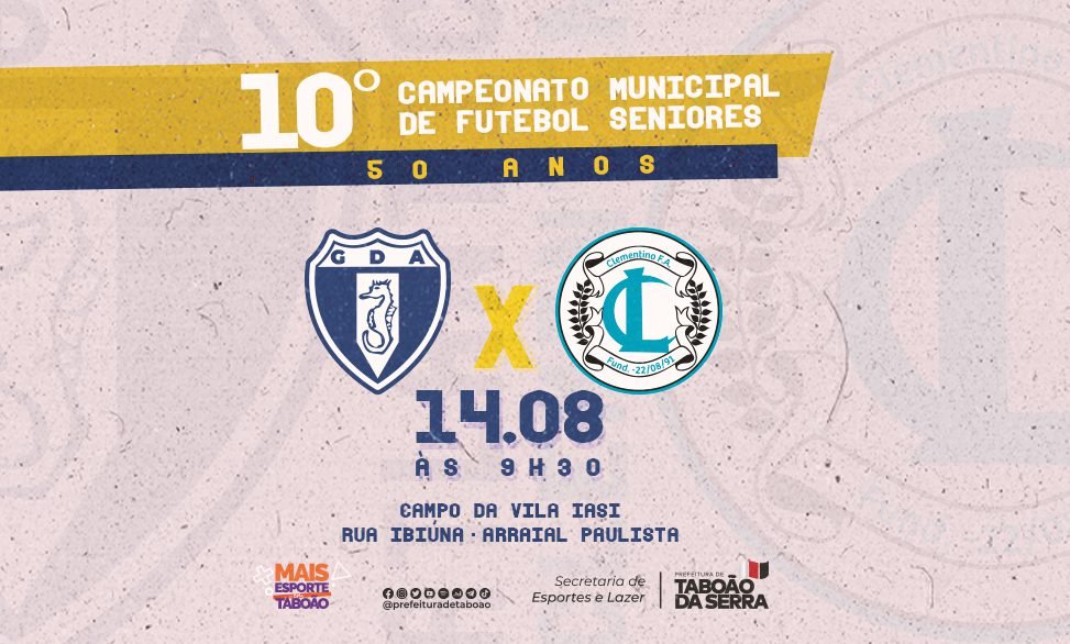 Atlântico e Clementino disputam título do 10º Campeonato de Futebol Seniores 50 anos de Taboão da Serra