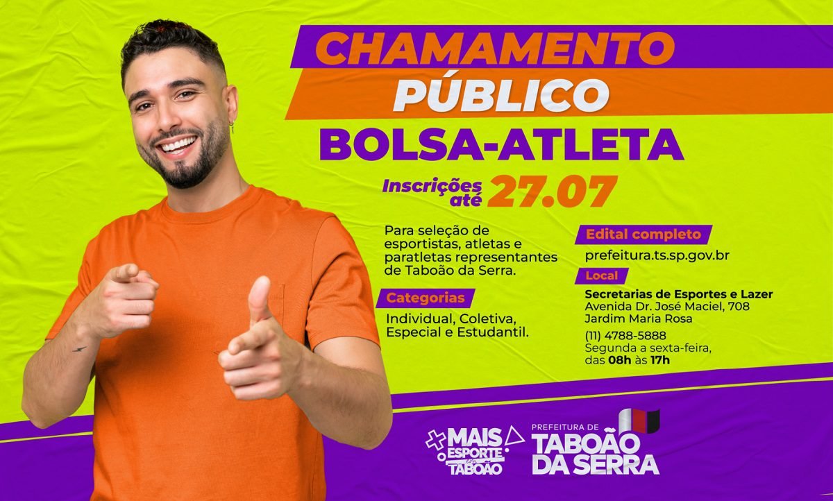 Programa Bolsa-Atleta da Prefeitura de Taboão da Serra recebe inscrições até 27/07